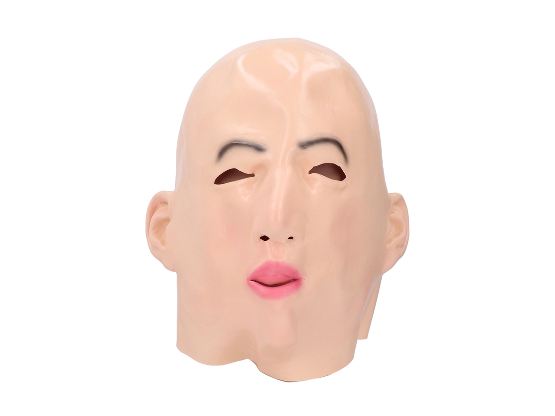Máscara de látex realista con rostro femenino y ojos para cosplay y travestismo.