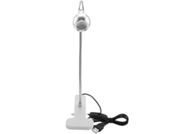 Lámpara de escritorio mini LED USB 2026 con clip para lectura en casa o estudio, color plata cálido.