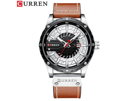Relojes para hombre, Reloj con correa de cuero para hombre Relojes de pulsera de cuarzo resistentes al agua con calendario-Concha blancablanco LUUCOZK