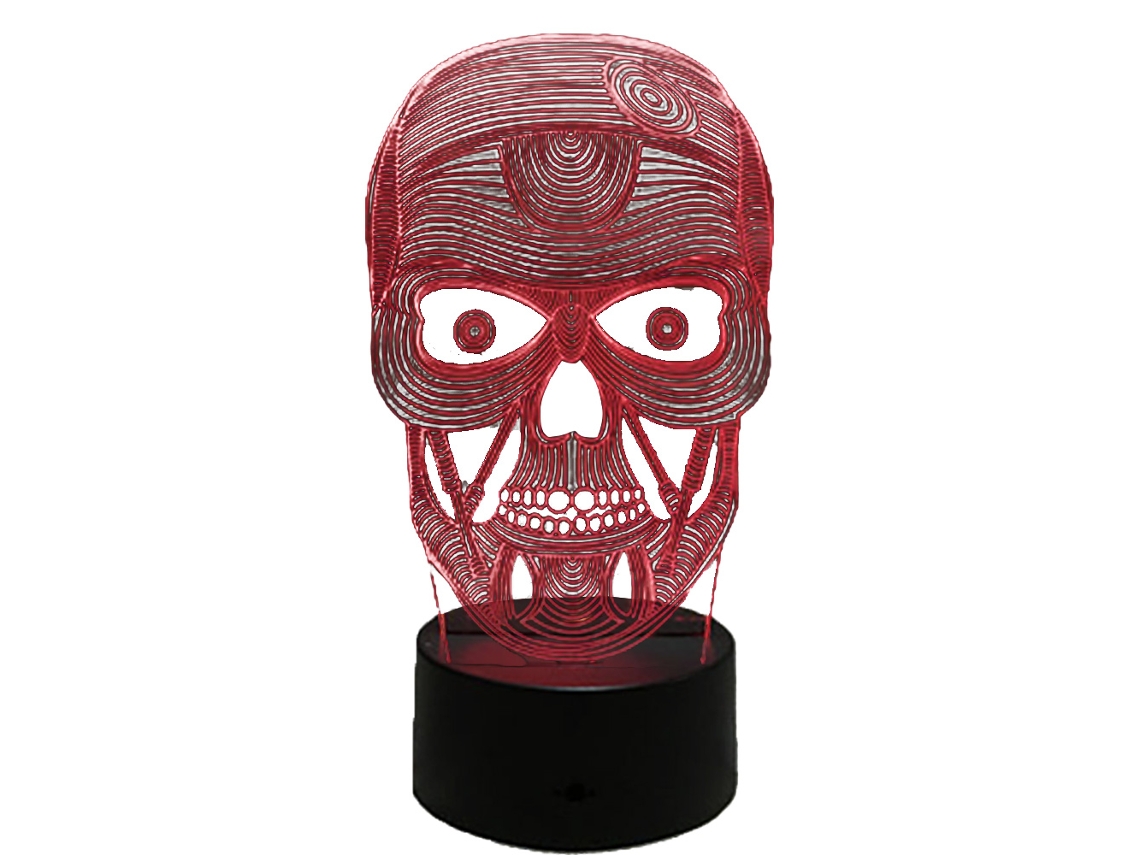 Luz Noturna 3D De Halloween - Control Remoto Negro - Caveira 1363 JEIIBRZUI