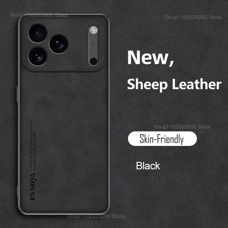 (iphone 15 Negro) Funda Para Iphone De Piel Sintética A Prueba De Golpes, Cubierta Trasera Suave De Piel De Oveja De Color Liso.