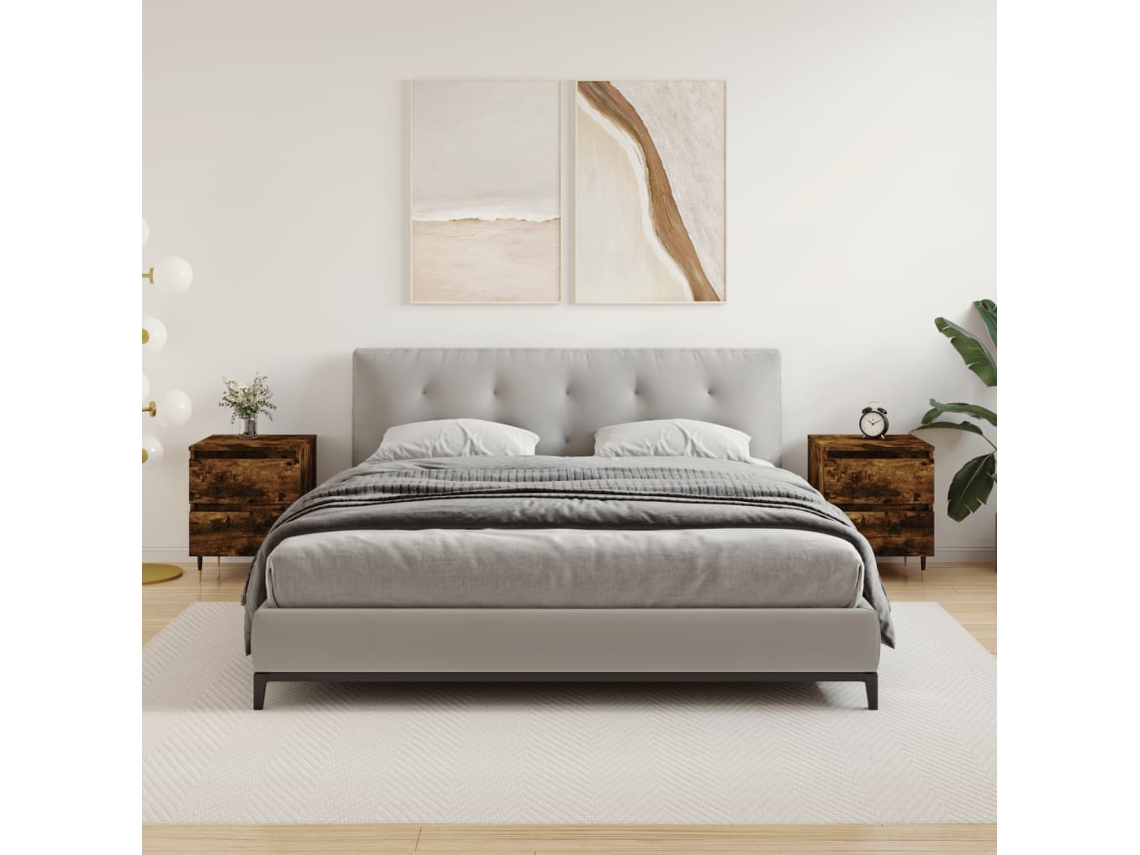 Mesitas de Noche 2 Pzs Derivados de Madera Roble Ahumado