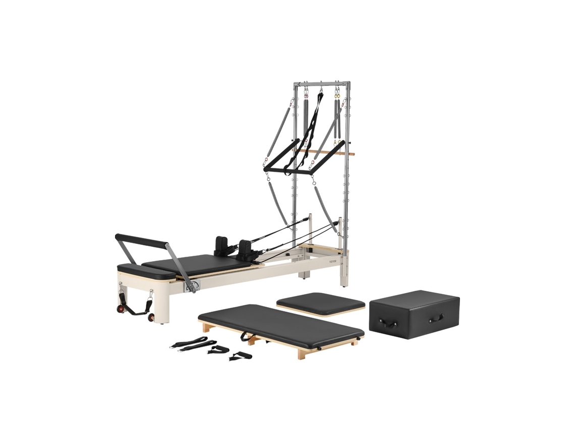 Máquina de Pilates Reformer de Aleación de Aluminio Gimnasio Hasta 181,4 kg Vevor