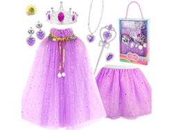 Niña Infantil Jugando De Princesa Capa Colorida Varita Mágica Corona Femenina Reina Collar Pendientes Anillo Conjunto De Siete Piezas Yuysan Sp10 8d