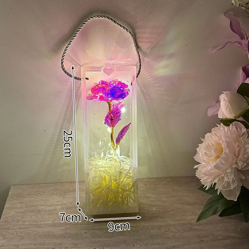 Rosas Preservadas En Botella De Vidrio, Adorno Floral Artificial Para Escritorio Con Caja De Regalo.