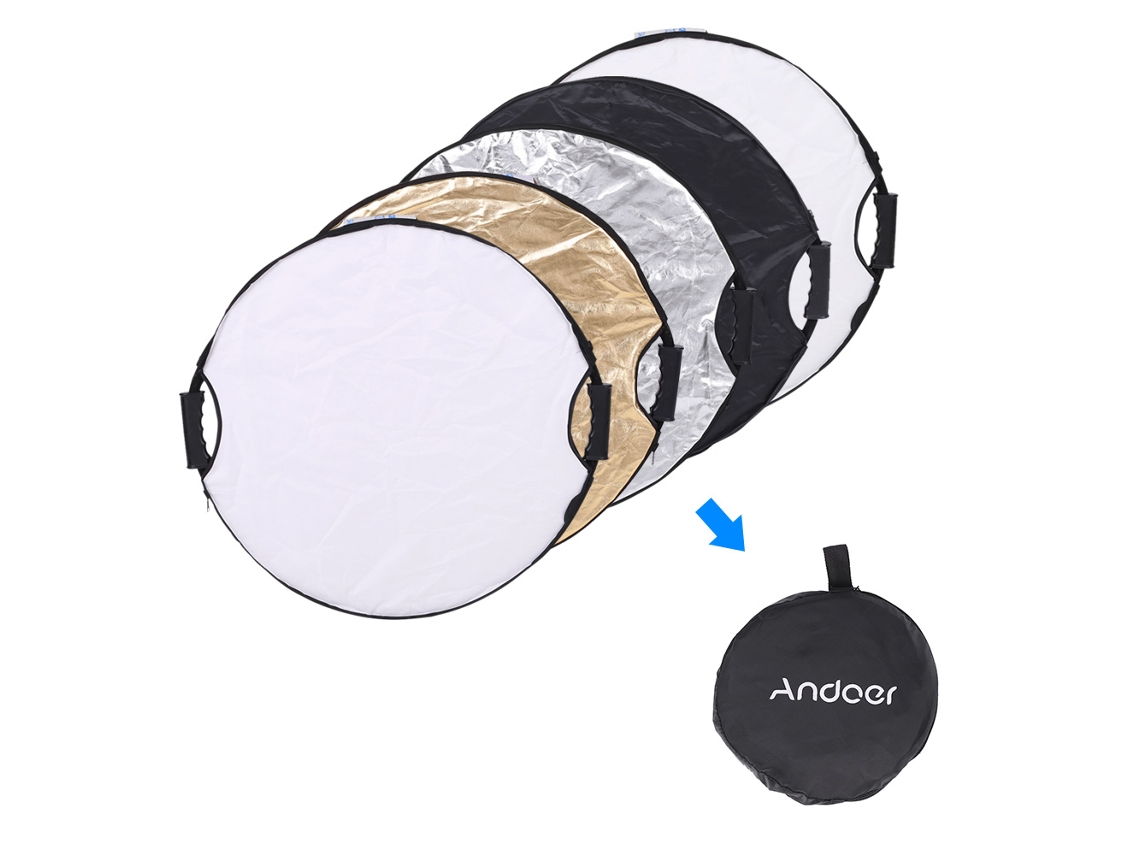 Reflector Redondo Plegable 5 En 1 De 60cm Para Estudio De Fotografía Y Video Andoer