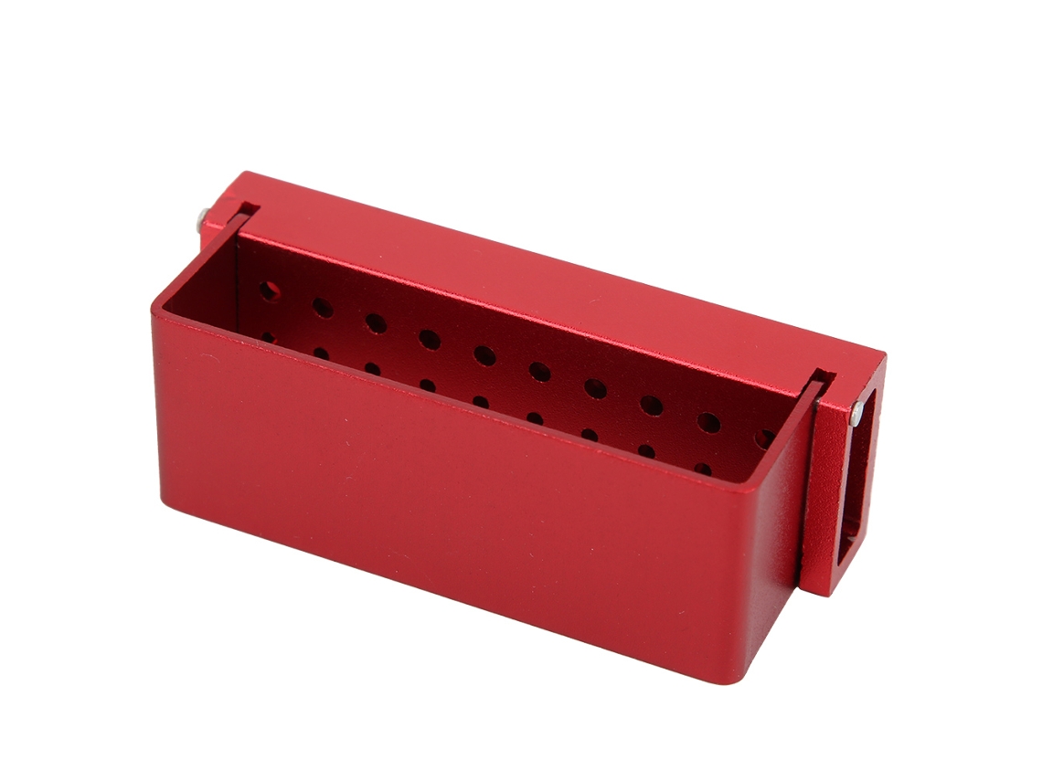 Caja De Desinfección De Brocas Dentales De Acero Inoxidable Con 30 Huecos, Portabrocas Para Herramientas Dentales Rojo