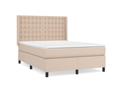 Maison Exclusive - Cama Box Spring Con Colchón Cuero Sintético Capuchino 140x200cm
