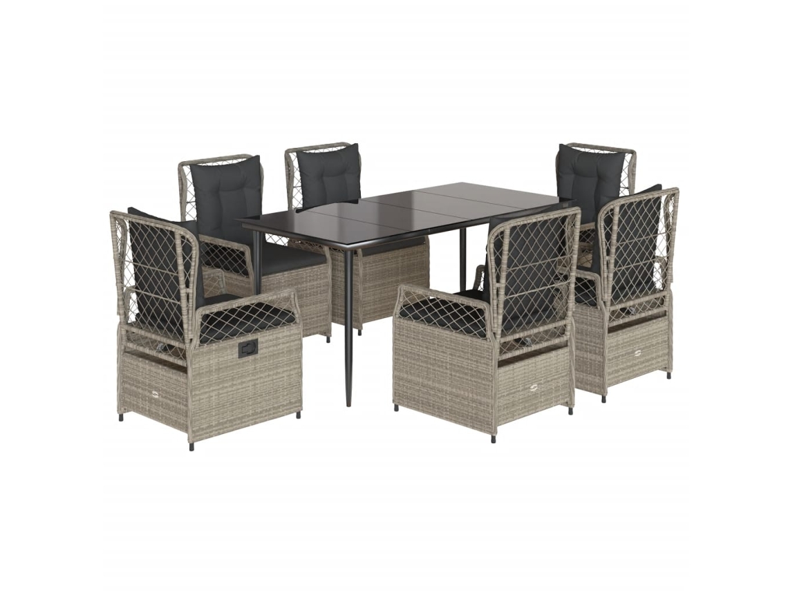 Maison Exclusive - Set Comedor Jardín 7 Pzas Y Cojines Ratán Sintético Gris Claro