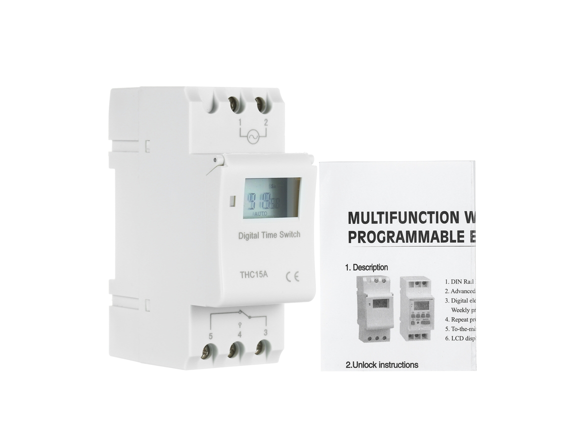 Relé Temporizador Digital Programável Thc15a 16a Lcd 7 Dias Din Rail 16 On/off