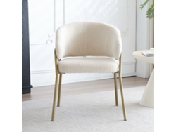 Silla de tela Sherpa con patas doradas y estilo beige