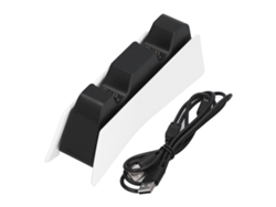 Cargador doble con indicador LED para mando de PS5 - Blanco