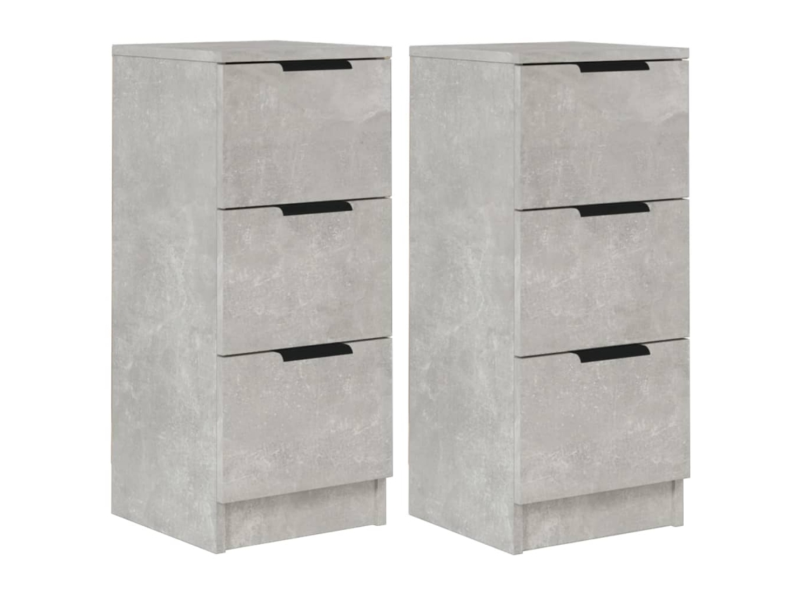Juego de 2 aparadores de madera procesada, gris cemento, MAISON EXCLUSIVE, 30x30x70 cm