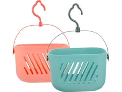 Juego de 2 cestas de plástico para baño, organizador de ducha, cesta de almacenamiento colgante Gokoco