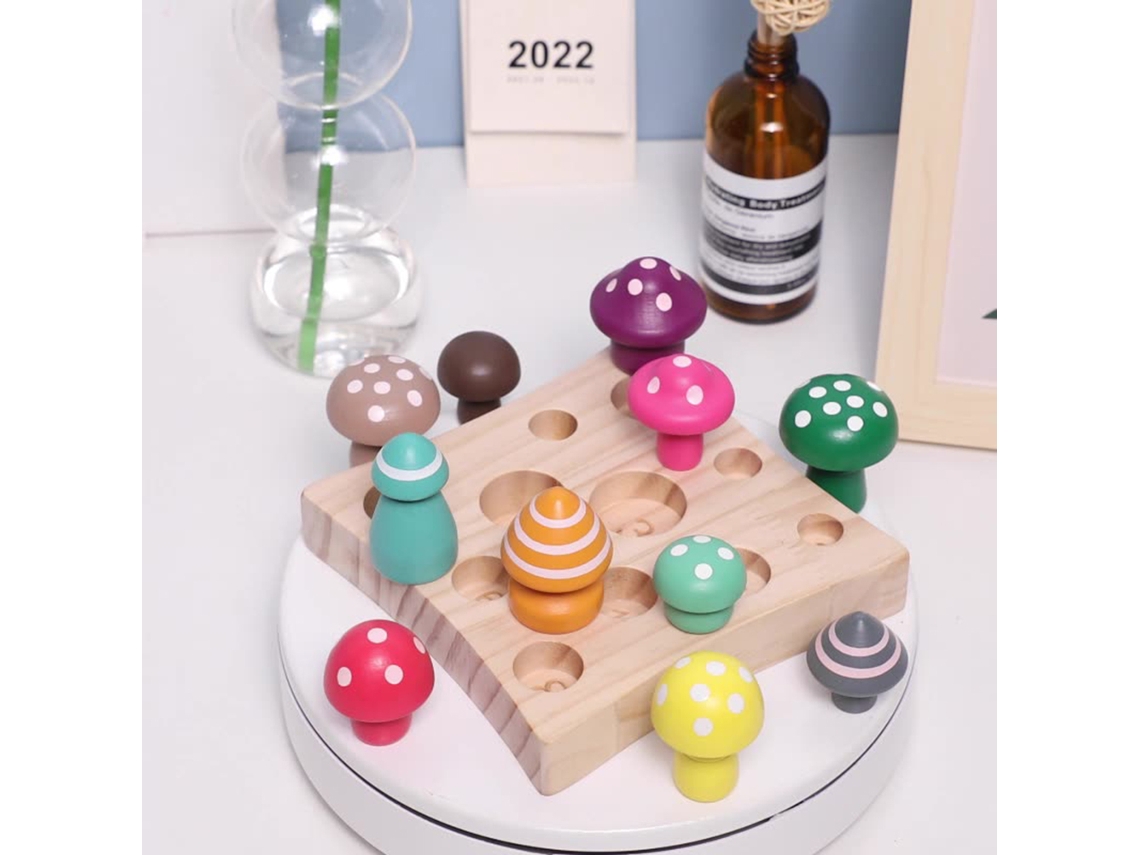 Juguete De Madera Para Bebés: Juego De Contar Y Clasificar Setas - Educativo Para Niños De 1 A 3 Años.