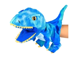 Marioneta De Mano De Dinosaurio De Peluche Con Boca Móvil Para Niños, Azul, 28 Cm (11 Pulgadas)
