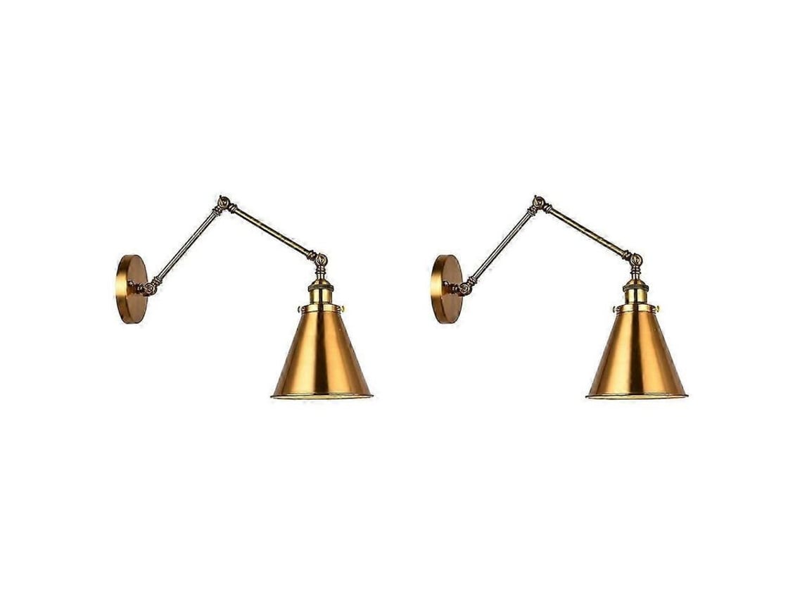 2 Apliques De Pared Industriales Con Pantalla Cónica De Latón Y Brazo Ajustable Para Interiores Y Hogar Barc
