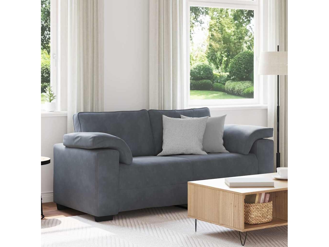 Sofá Loveseat Gris Oscuro 140 Cm Terciopelo
