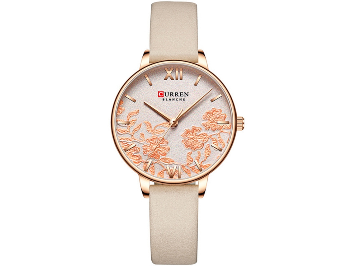 Reloj De Cuarzo Con Correa De Cuero Dorado, Esfera Elegante Y Sencilla, Estilo Femenino.