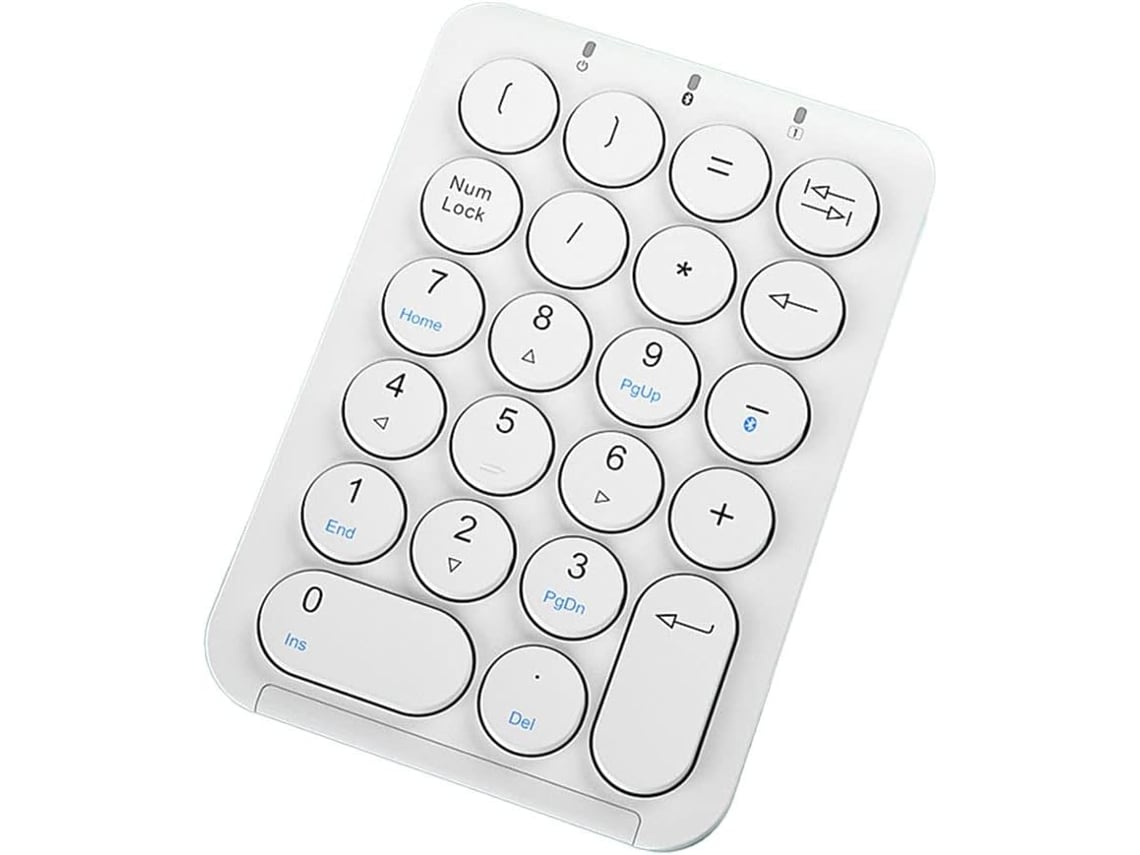 Teclado Numérico Inalámbrico Bluetooth Con 22 Teclas Redondas, Recargable (blanco)