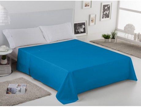 Sábana Encimera ESTELIA (170 x 270 cm - Algodón y Poliester - Azul)