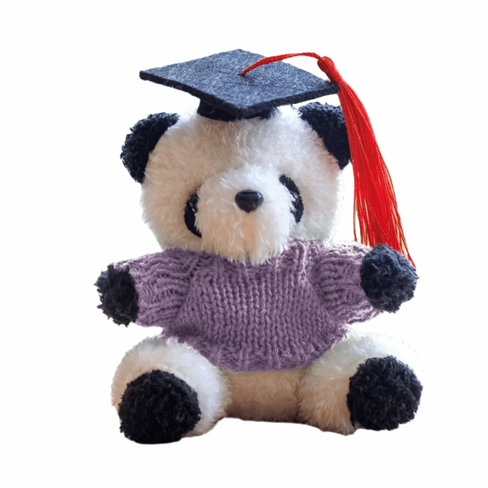 (morado) Figura De Panda Adorable Para Graduación, 10 Cm, Gorro De Dibujos Animados Suave Y Encantador