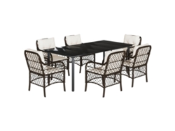 Maison Exclusive - Set Comedor De Jardín 7 Pzas Con Cojines Ratán Sintético Marrón