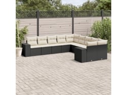 Conjunto de sofás de jardín de 10 piezas DKD Home Decor con cojines de mimbre negros