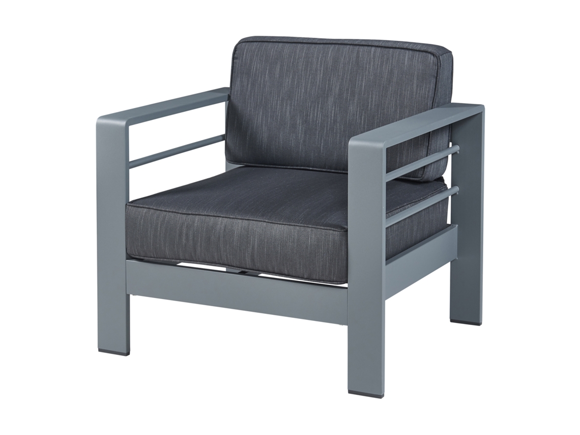 Sillón de jardín Avise con cojines Aluminio 62x81x70 cm - Gris oscuro casa.pro