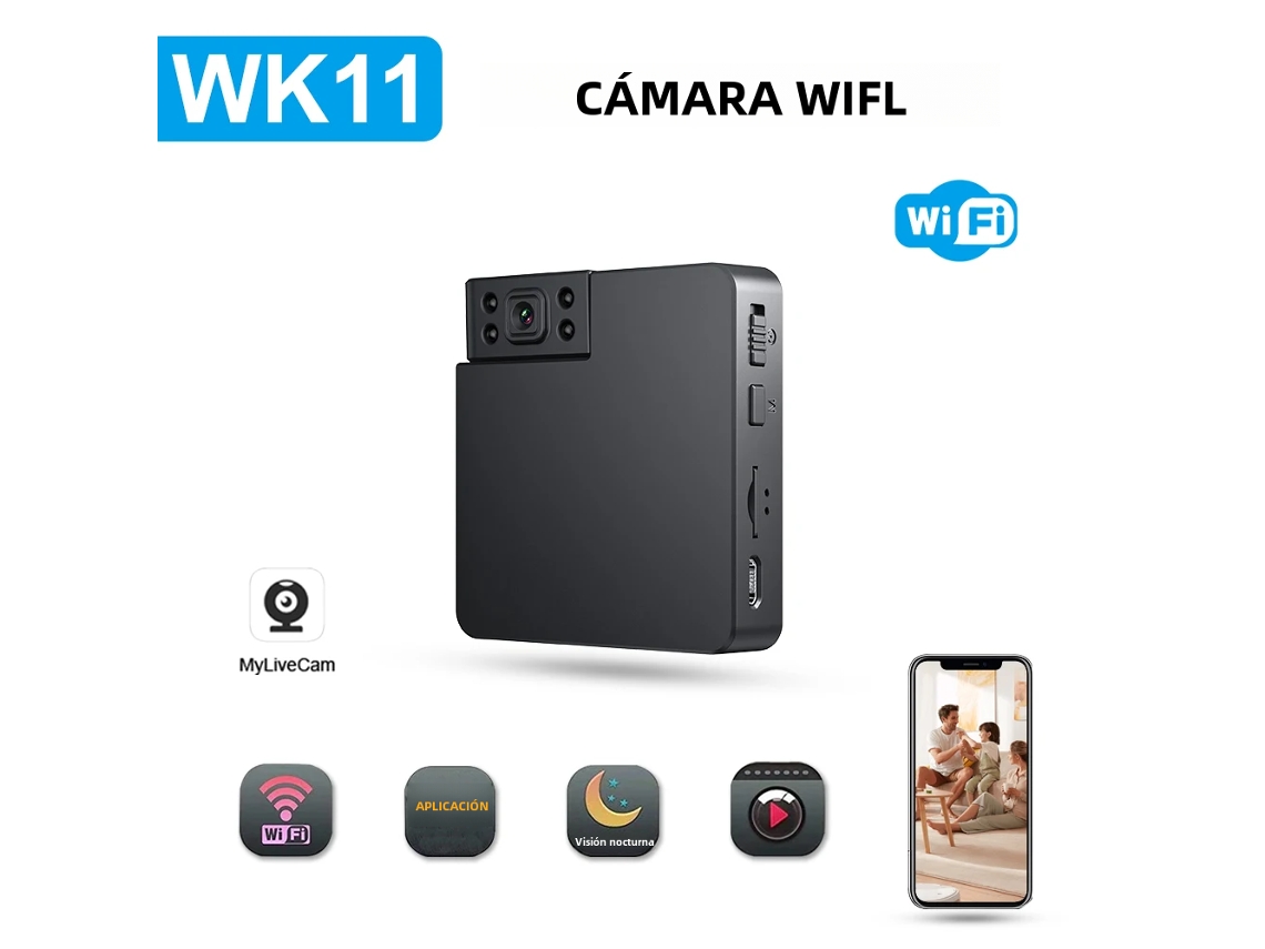 Câmera de Vigilância Residencial Sem Fio, Mini Câmera Wi fi MDUG