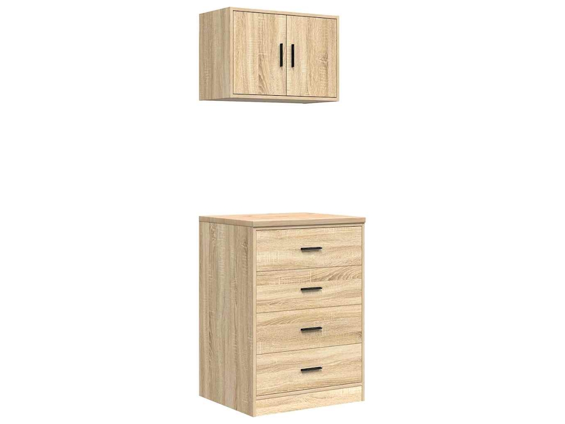 Juego de gabinetes de garaje de 2 piezas fabricado en madera de roble Sonoma, EXCLUSIVO DE MAISON