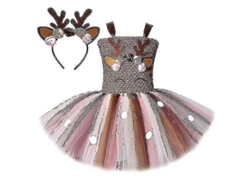 2026-disfraz De Ciervo Navideño Para Niñas Vestido Tutu Animal Reindeer Outfit De Cumpleaños Infantil