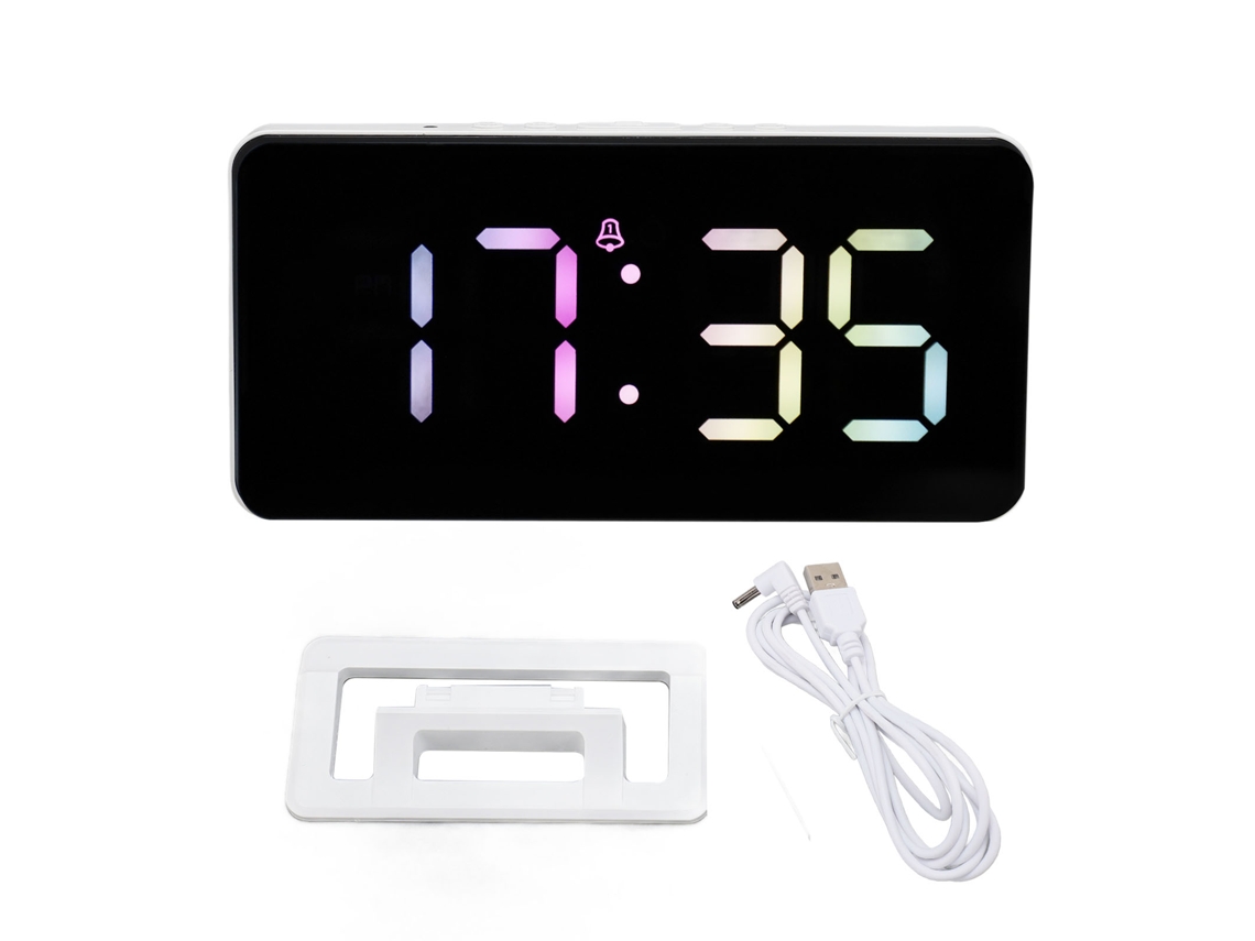 Reloj Led Espejo Con Fotosensibilidad Automática Carga Usb Alarma Digital Doble Para Hogar Dormitorio Oficina