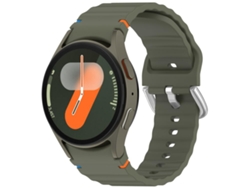 Correa para Samsung Galaxy Watch 7 (40/44 mm): silicona con textura ondulada cosida y hebilla plateada.