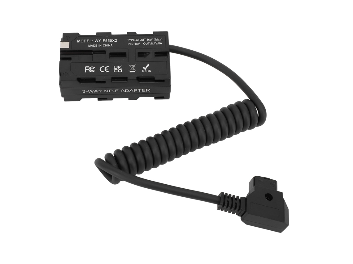 Adaptador De Batería Falsa D Tap A Np F970 F570 F550 Para Cámara Led Monitor Cable Espiral Dc Coupler