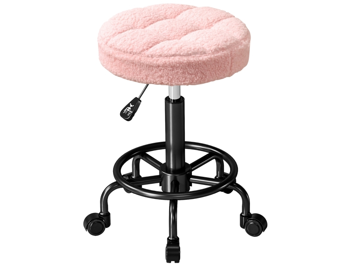 Taburete Giratorio Rosa 50-66 Cm, Rotación 360°, Multiusos Oficina, Belleza Y Spa