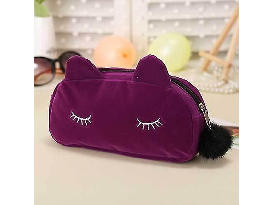 Estuche de lápices con forma de bola de peluche para niñas, estuche de lápices Chennnls con forma de bola esponjosa