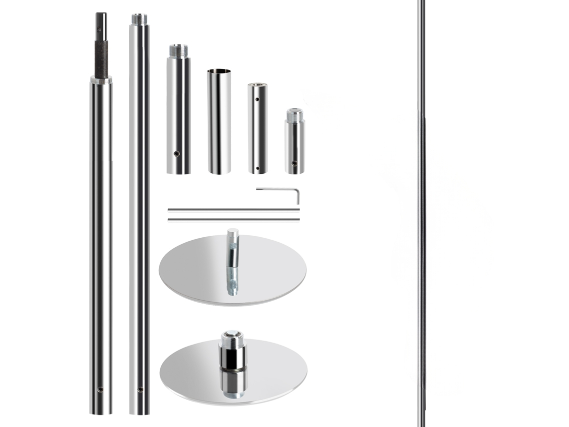 Barra Pole Dance, Altura Ajustable De 222,5-280 Cm, Estática Y Giratoria, 200 Kg De Capacidad, Acero Cromado Galvanizado, Para Hogar Club - Plateado