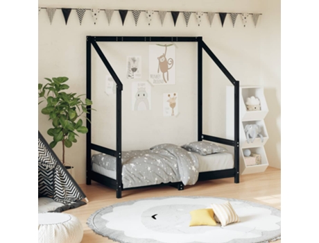 MAISON EXCLUSIVE - Estructura de cama para niños madera de pino negro 70x140 cm