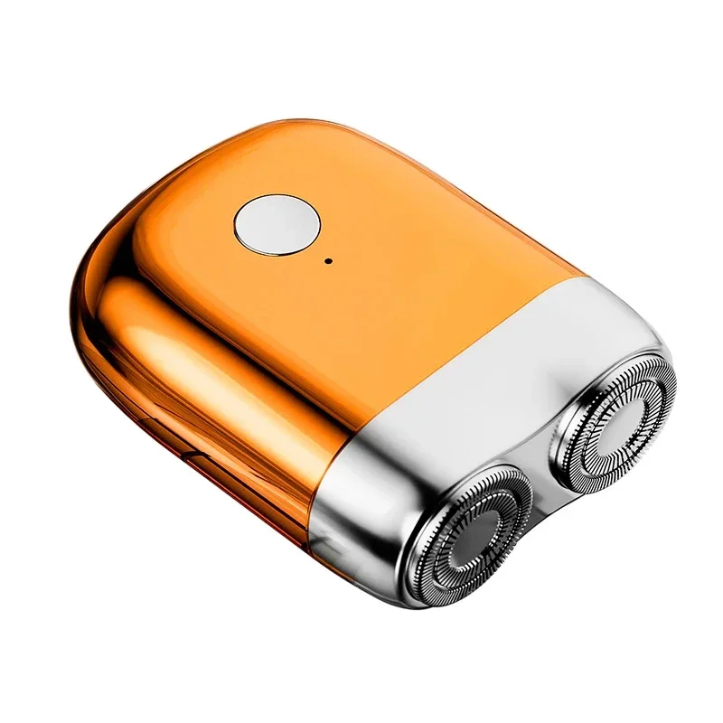 Afeitadora eléctrica (naranja), cabezales dobles flotantes, mini afeitadora, afeitadora de viaje portátil para hombres.