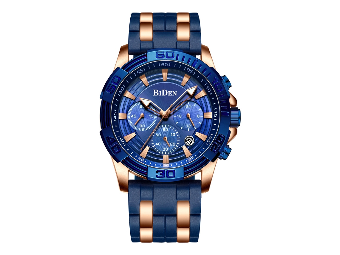 Reloj De Pulsera Biden Para Hombre, Resistente Al Agua, De Silicona, Azul.