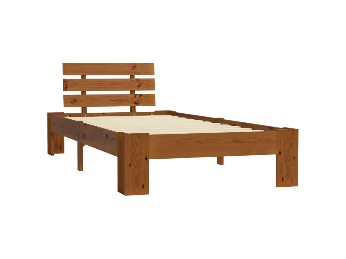 Estructura Cama Sin Colchón Madera Pino Marrón Miel 90x200 Cm