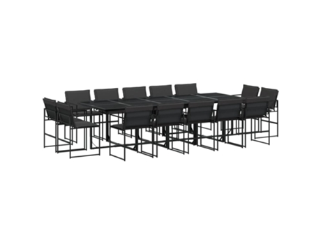 Conjunto 15 de comedor de jardín VIDAXL con cojines textileno negro