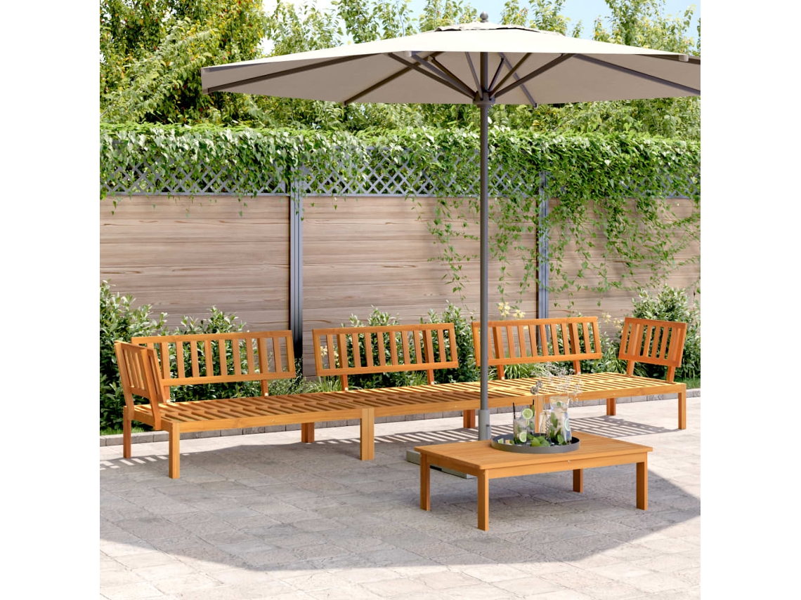 Juego de 4 muebles de jardín de palets de madera maciza de acacia, DKD Home Decor