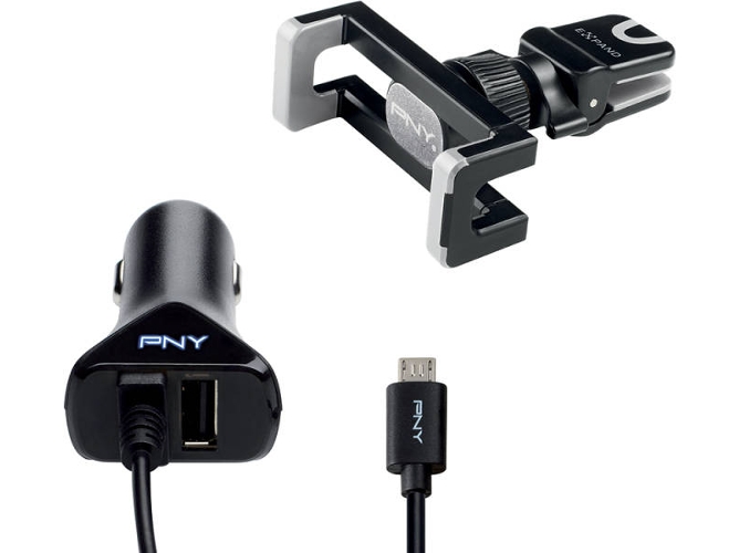 Cargador de Coche y Soporte PNY B-HVEEXK1/PDCUUK1-RB Negro