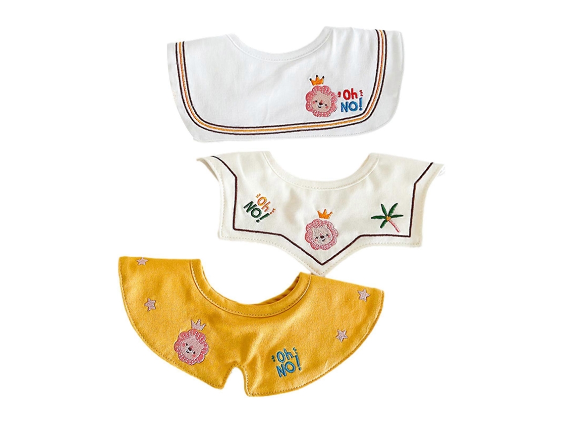 Juego de 3 baberos para bebé, paños para eructar, baberos de lactancia, para niños pequeños, bordados, estampado de dibujos animados, delantal