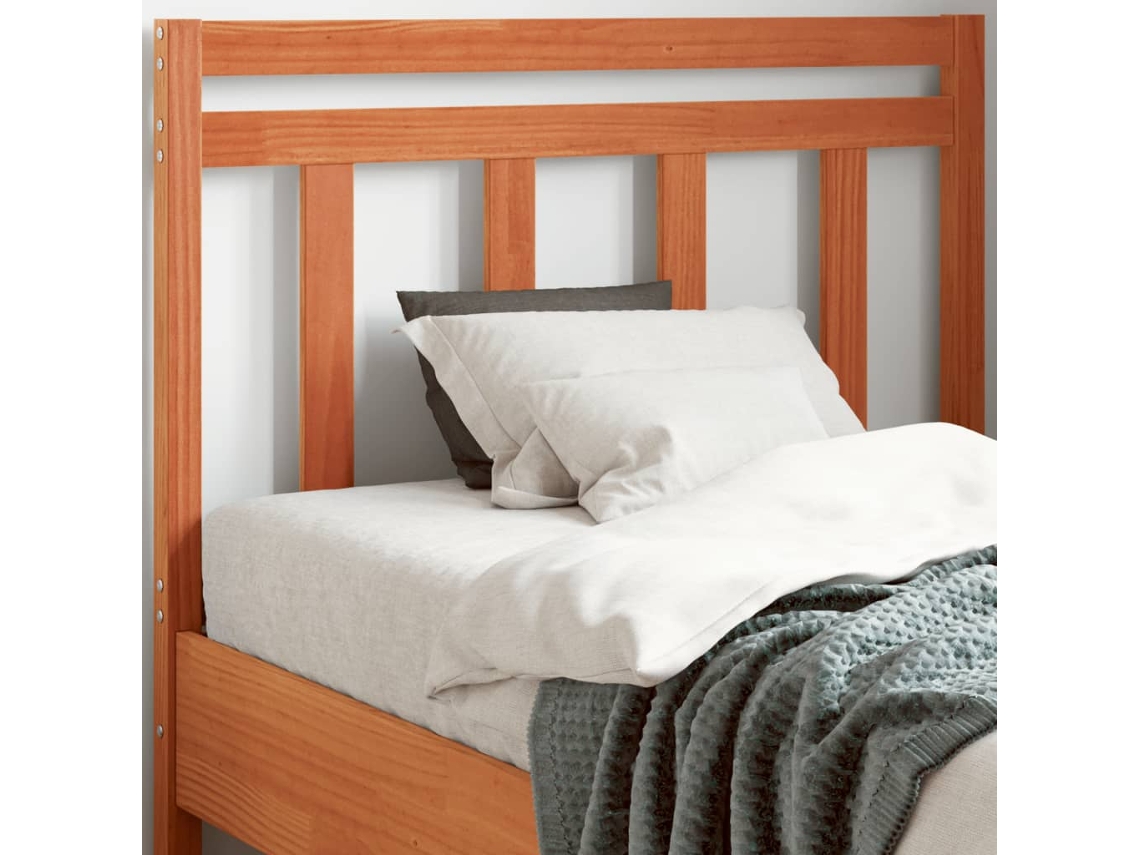 Cabecero De Cama Madera Maciza De Pino Marrón Cera 100 Cm