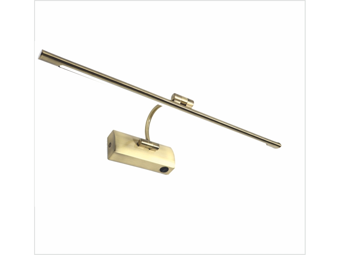 Aplique LED de pared para iluminar cuadros, espejos,12W tradicional, luz cálida 3000K, acabado bronce antiguo, articulado. 55cm. con interruptor PAPUQ