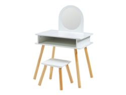 Tocador infantil con taburete Ovanåker - Blanco/Natural [EN.CASA]