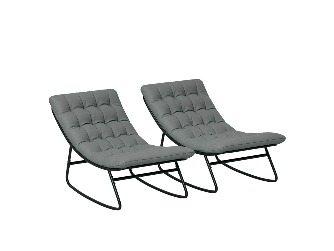 Conjunto 2 Sofás, Exterior, Transpirable, Acero, 101x64x71cm, Gris